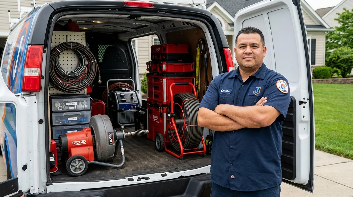 Professional drain cleaning equipment and Johns Plumbing LLC plumber in Angels Camp